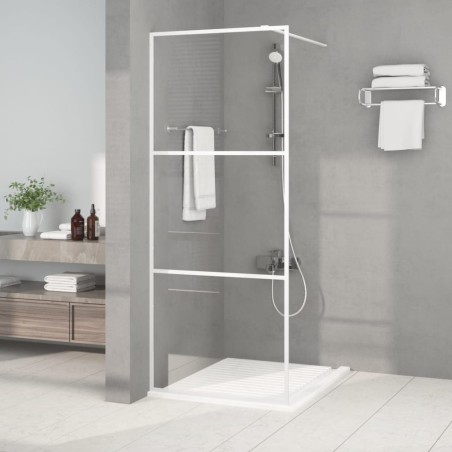 vidaXL Mampara de ducha vidrio ESG transparente blanco 80x195 cm