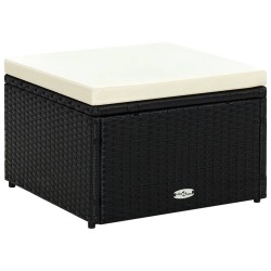 vidaXL Taburete otomana poli ratán 53x53x30 cm negro 