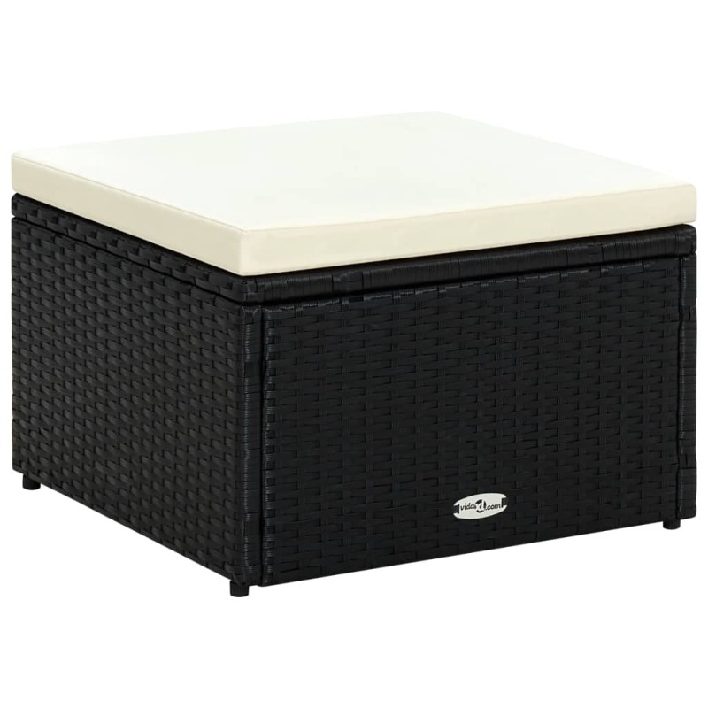 vidaXL Taburete otomana poli ratán 53x53x30 cm negro vidaXL Taburete otomana poli ratán 53x53x30 cm negro