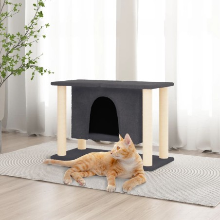 vidaXL Rascador para gatos con postes de sisal gris oscuro 50 cm