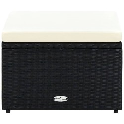 vidaXL Taburete otomana poli ratán 53x53x30 cm negro 