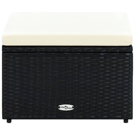 vidaXL Taburete otomana poli ratán 53x53x30 cm negro 