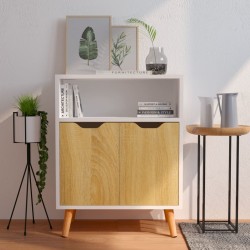 vidaXL Aparador madera de ingeniería blanco y roble Sonoma 60x30x72 cm