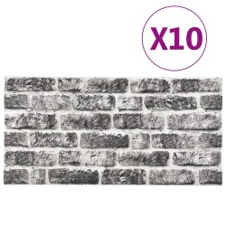 vidaXL Paneles de pared 3D 10 uds diseño de ladrillo EPS gris oscuro