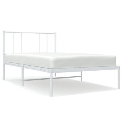 vidaXL Estructura de cama de metal con cabecero blanco 75x190 cm