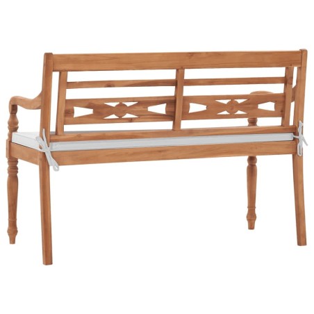 vidaXL Banco Batavia con cojines 120 cm teca