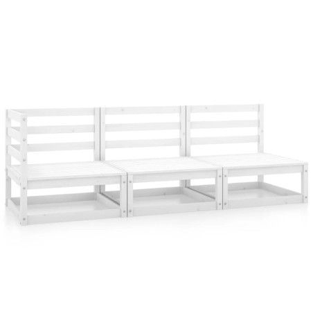 vidaXL Set de salón de jardín de 3 piezas blanco madera maciza de pino
