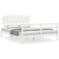 vidaXL Estructura de cama matrimonio con cabecero madera maciza blanco vidaXL Estructura de cama matrimonio con cabecero madera maciza blanco