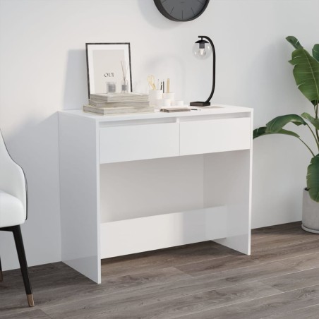 vidaXL Mesa consola madera contrachapada blanco brillo 89x41x76,5 cm