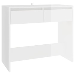 vidaXL Mesa consola madera contrachapada blanco brillo 89x41x76,5 cm