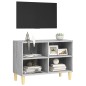 vidaXL Mueble de TV con patas madera maciza gris Sonoma 69,5x30x50 cm vidaXL Mueble de TV con patas madera maciza gris Sonoma 69,5x30x50 cm