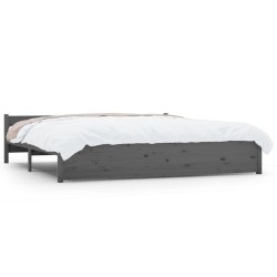 vidaXL Estructura de cama madera maciza gris Super King 180x200 cm