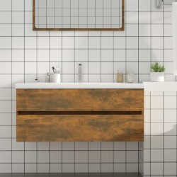 vidaXL Mueble lavabo madera contrachapada roble ahumado 100x38,5x45 cm