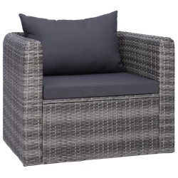 vidaXL Silla de jardín con cojines ratán sintético gris