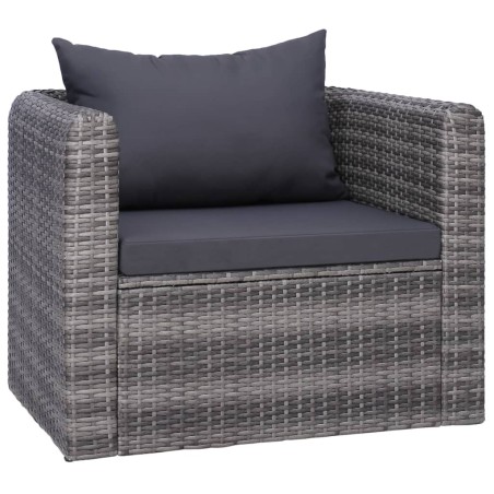 vidaXL Silla de jardín con cojines ratán sintético gris