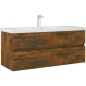 vidaXL Mueble lavabo madera contrachapada roble ahumado 100x38,5x45 cm vidaXL Mueble lavabo madera contrachapada roble ahumado 100x38,5x45 cm