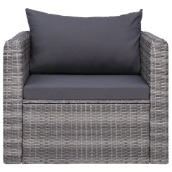 vidaXL Silla de jardín con cojines ratán sintético gris