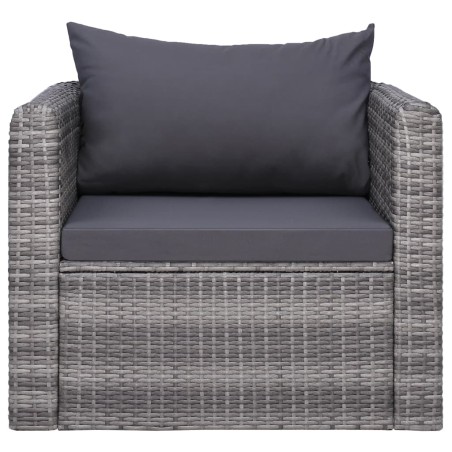 vidaXL Silla de jardín con cojines ratán sintético gris