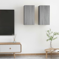 vidaXL Mueble para TV 2 uds contrachapado gris Sonoma 30,5x30x60 cm