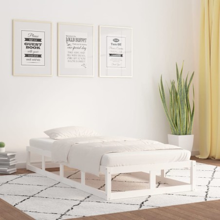 vidaXL Estructura de cama individual madera maciza blanca 75x190 cm