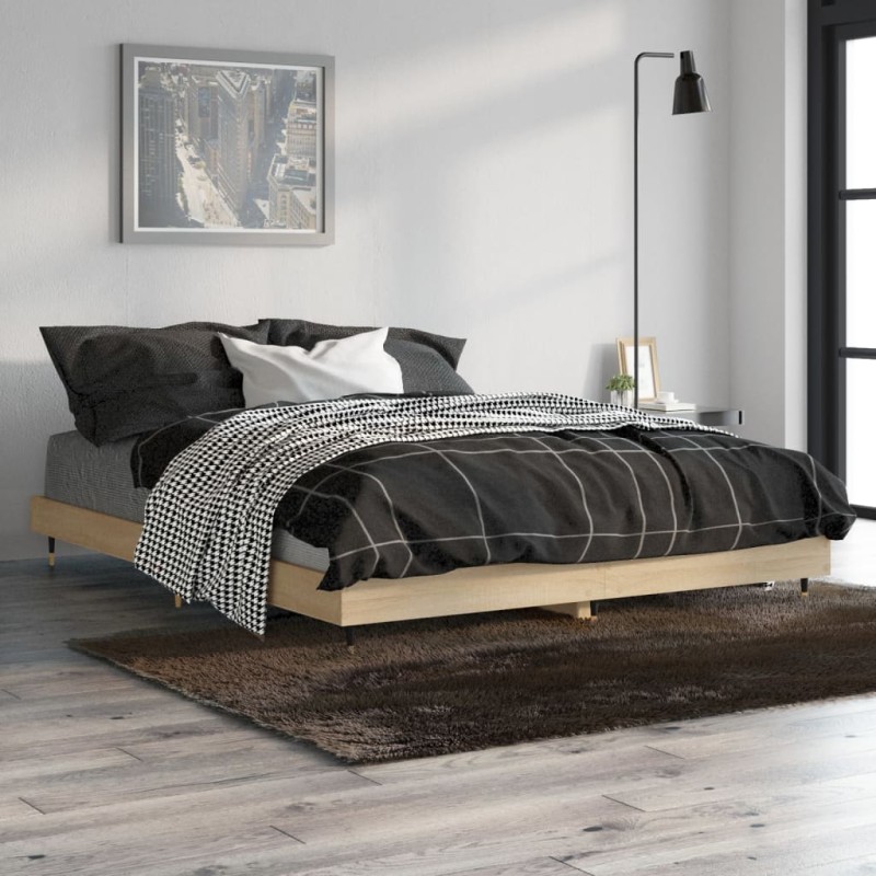 vidaXL Estructura de cama madera contrachapada roble Sonoma 140x190 cm