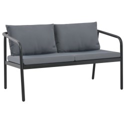 vidaXL Sofá de jardín de 2 plazas con cojines de aluminio gris 