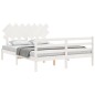 vidaXL Estructura de cama matrimonio con cabecero madera maciza blanco vidaXL Estructura de cama matrimonio con cabecero madera maciza blanco