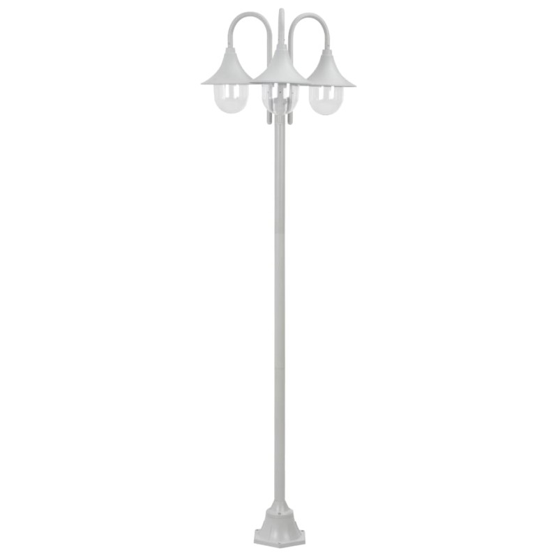 vidaXL Farolas de jardín con 3 luces aluminio blanca E27 220 cm 