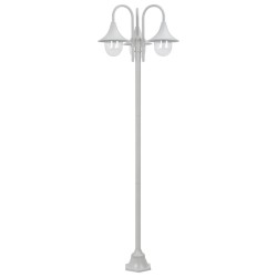vidaXL Farolas de jardín con 3 luces aluminio blanca E27 220 cm 