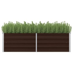 vidaXL Arriate de acero galvanizado marrón 160x40x45 cm