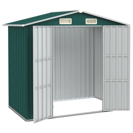 vidaXL Cobertizo de jardín acero galvanizado verde 205x129x183 cm 