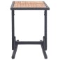 vidaXL Mesa de jardín madera maciza de acacia y ratán sintético negro