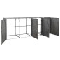 vidaXL Cobertizo cuadruple cubo basura ratán PE antracita 305x78x120cm vidaXL Cobertizo cuadruple cubo basura ratán PE antracita 305x78x120cm