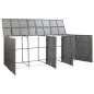 vidaXL Cobertizo cuadruple cubo basura ratán PE antracita 305x78x120cm vidaXL Cobertizo cuadruple cubo basura ratán PE antracita 305x78x120cm