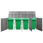 vidaXL Cobertizo cuadruple cubo basura ratán PE antracita 305x78x120cm vidaXL Cobertizo cuadruple cubo basura ratán PE antracita 305x78x120cm