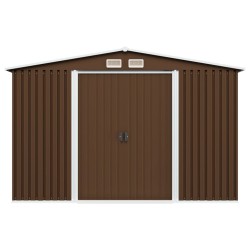 vidaXL Caseta de almacenamiento jardín acero marrón 257x205x178 cm