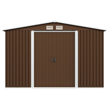vidaXL Caseta de almacenamiento jardín acero marrón 257x205x178 cm
