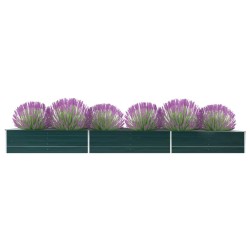 vidaXL Arriate de jardín de acero galvanizado verde 480x80x45 cm