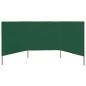 vidaXL Paravientos de playa de 3 paneles tela verde 400x80 cm vidaXL Paravientos de playa de 3 paneles tela verde 400x80 cm
