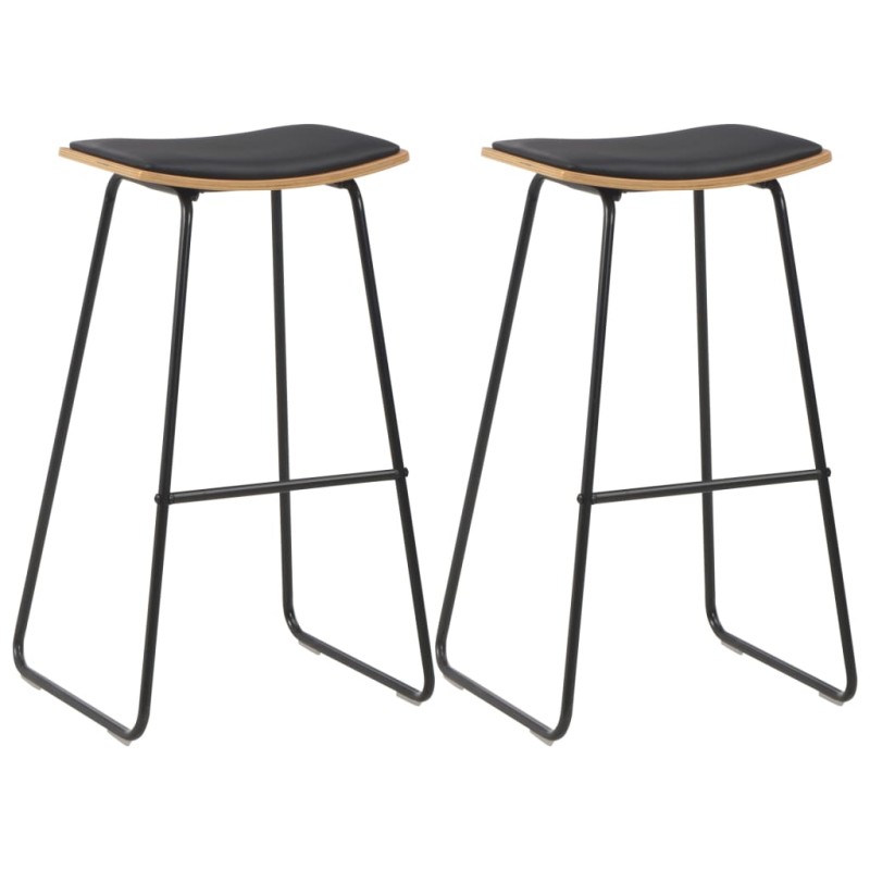 vidaXL Taburetes de cocina 2 unidades cuero sintético negro vidaXL Taburetes de cocina 2 unidades cuero sintético negro