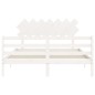 vidaXL Estructura de cama matrimonio con cabecero madera maciza blanco vidaXL Estructura de cama matrimonio con cabecero madera maciza blanco
