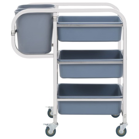 vidaXL Carrito de cocina con recipientes de plástico 82x43,5x93 cm