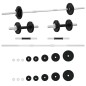 vidaXL Juego de barras y mancuernas de 30 kg hierro fundido vidaXL Juego de barras y mancuernas de 30 kg hierro fundido
