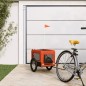 vidaXL Remolque de bicicleta mascotas hierro tela Oxford naranja negro