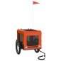 vidaXL Remolque de bicicleta mascotas hierro tela Oxford naranja negro