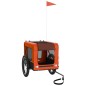 vidaXL Remolque de bicicleta mascotas hierro tela Oxford naranja negro