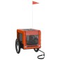 vidaXL Remolque de bicicleta mascotas hierro tela Oxford naranja negro