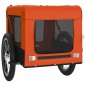 vidaXL Remolque de bicicleta mascotas hierro tela Oxford naranja negro