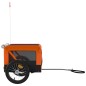 vidaXL Remolque de bicicleta mascotas hierro tela Oxford naranja negro