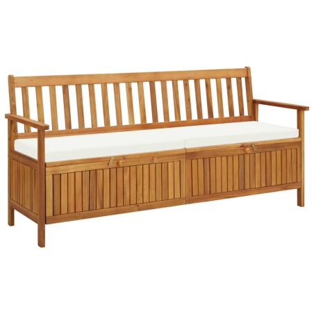 vidaXL Banco de almacenaje con cojín de madera maciza de acacia 170 cm